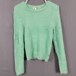 Levi’s fuzzy mint green sweater soft crew neck long sleeve cozy knit